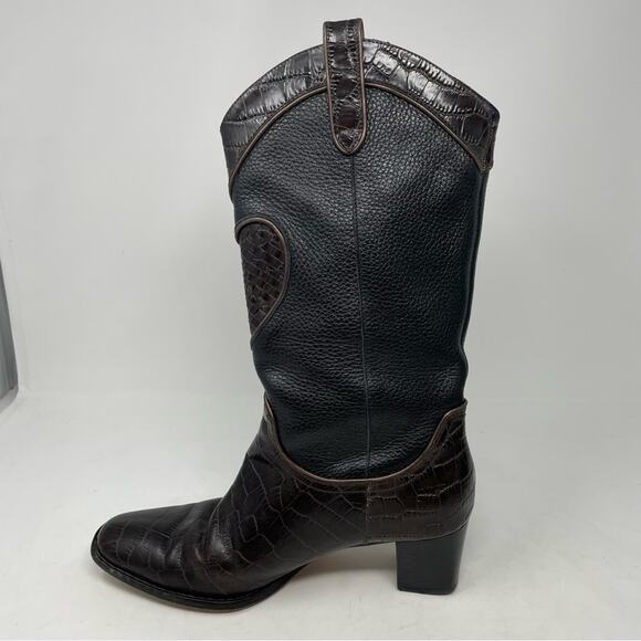 Brighton Brown Black Toby Cowboy Boots 7.5M - Picture 9 of 11